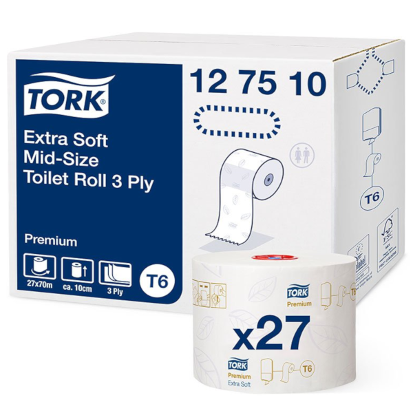 TORK Extra Soft Mid-Size Toilet Roll 3 Ply Premium